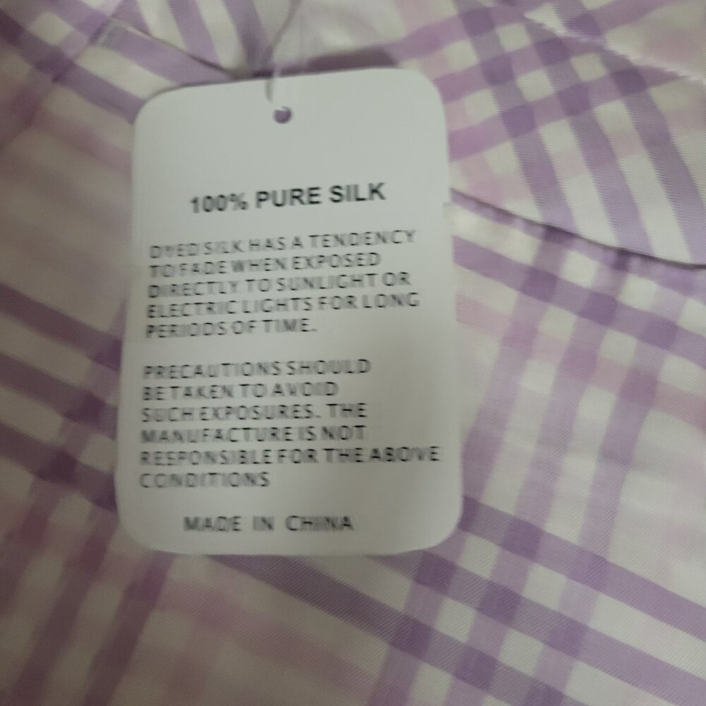 Real Clothes 100% Silk Pink Purple Plaid Capris Women's 16 - Picture 2 of 6
